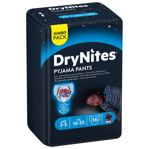Huggies DryNites Pants Jumbo for Boys, 3-5 years ,16-23 Kg, 16 Pieces, Batman Design Huggies DryNites Pants Jumbo for Boys, 3-5 years ,16-23 Kg, 16 Pieces, Batman Design