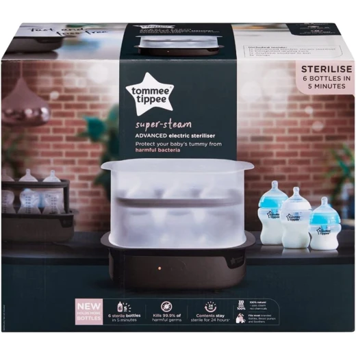 Tommee Tippee Super Steam Advanced Electric Steriliser for 6 Baby Bottles, Black - Tommee Tippee - Image 4