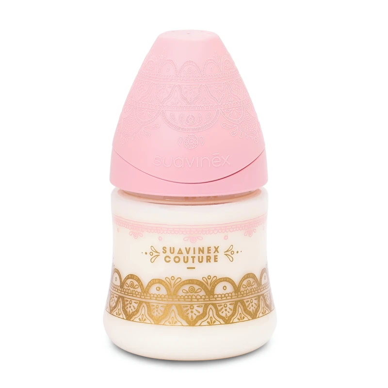 Suavinex Premium Silicone Feeding Bottle, Pink Color, 150 Ml - Suavinex