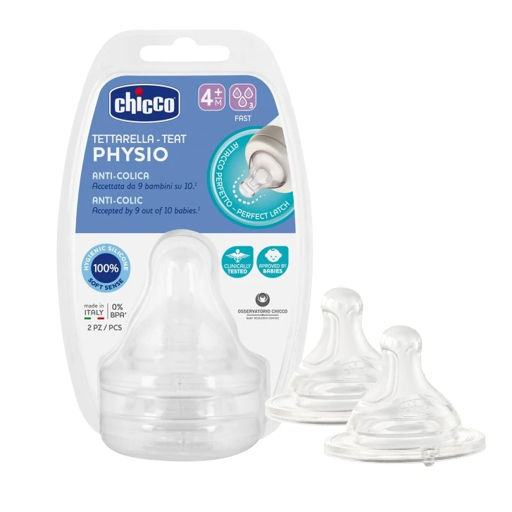 Chicco Silicone Nipple P5 Fast Flow 4+ Month, 2 Pieces - Chicco
