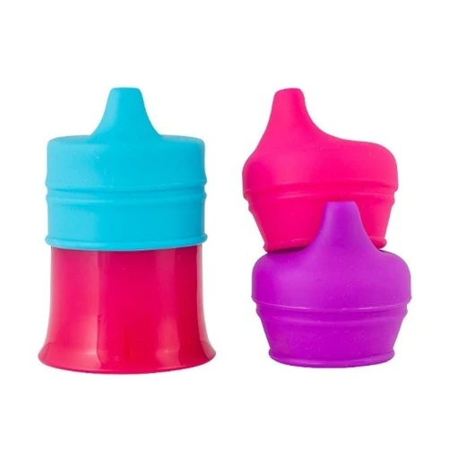 Boon - Snug Spout With Cup - Blue/Red/Purple Boon - Snug Spout With Cup - Blue/Red/Purple