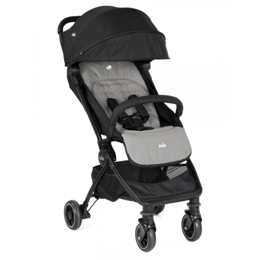 Joie Pact Lightweight Compact Stroller in Black and Grey: The Ultimate Travel-Friendly Stroller. Features easy fold, carry handle, and sun canopy for ultimate convenience and comfort on the go. Perfect for families.