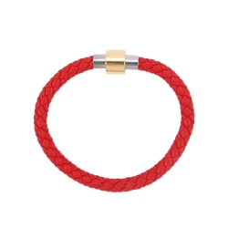 Elegant Twisted Leather Bracelet Red