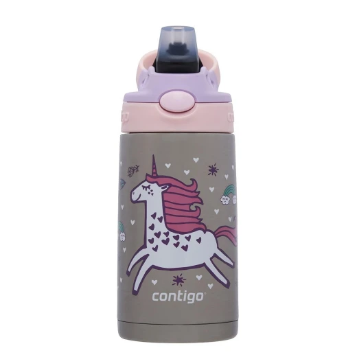 Contigo Stainless Steel Autospout Kids Drinking Bottle, Pink Color, 380 Ml Contigo Stainless Steel Autospout Kids Drinking Bottle, Pink Color, 380 Ml