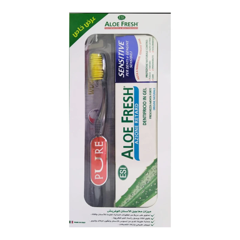Aloe Fresh Sensitive Retard 100ml + Wow Gold Toothbrush - Aloe Fresh