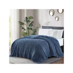 Nova Home Fur Fluffy Blanket - Single/Twin- Ivory - Blue - Nova Home