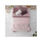 Manterol Doko Velvet Winter Comforter Set, Pink Color, King Size,  6 Pieces - MANTEROL