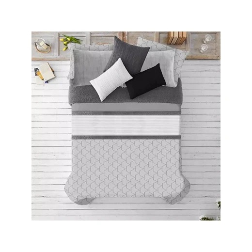 Manterol Doko Velvet Winter Comforter Set, Grey Color, King Size, 6 Pieces Manterol Doko Velvet Winter Comforter Set, Grey Color, King Size, 6 Pieces