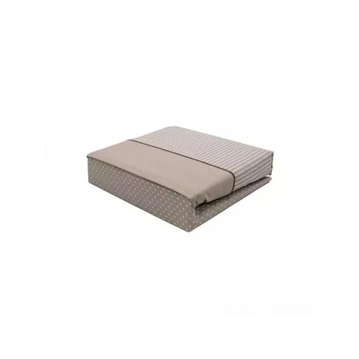 Cannon Dots & Stripes Fitted Sheet Set, Poly Cotton, Beige Color, Queen Size, 3 Pieces - Cannon - Image 2