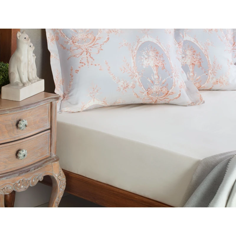 Madame Coco Manon Ranforce Fitted Sheet King, Light Beige Color, Size 180*200 - Madame COCO