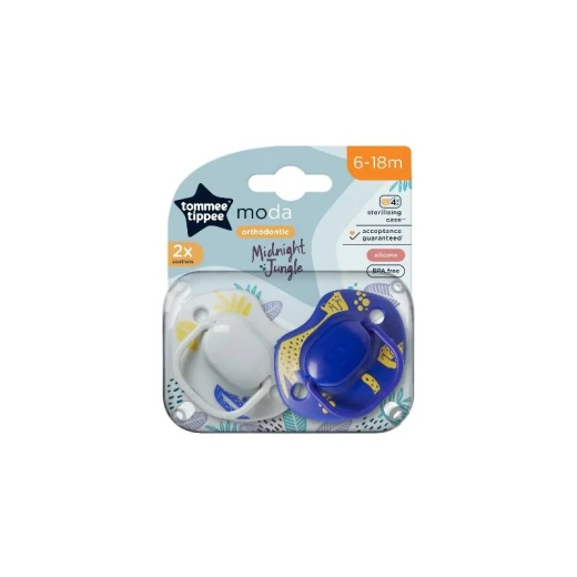 Tommee Tippee Moda Soother Midnight Jungle, 6-18 Months Blue & White Color Tommee Tippee Moda Soother Midnight Jungle, 6-18 Months Blue & White Color