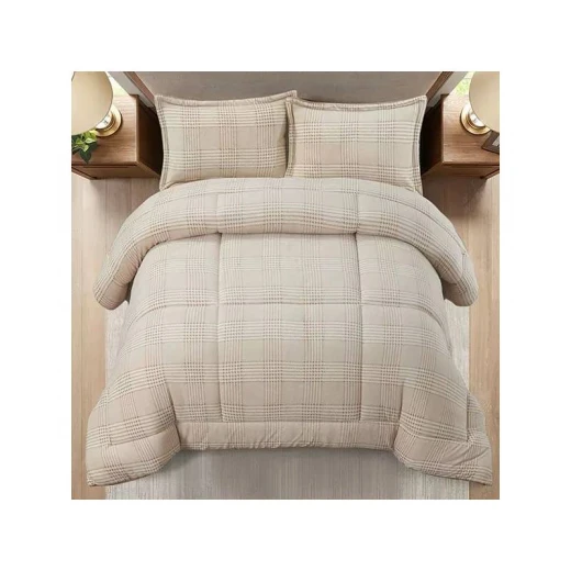 Nova Home Sketch Winter Printed Flannel Comforter Set - Single/Twin   Beige 3 Pcs