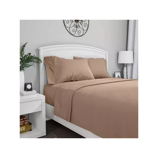 Fieldcrest Plain Flat Sheet, Cotton, Dark Beige Color, King Size Fieldcrest Plain Flat Sheet, Cotton, Dark Beige Color, King Size