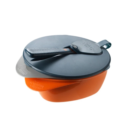 Tommee Tippee Easy Scoop Feeding Bowls With Lid and Spoon, Orange Tommee Tippee Easy Scoop Feeding Bowls With Lid and Spoon, Orange