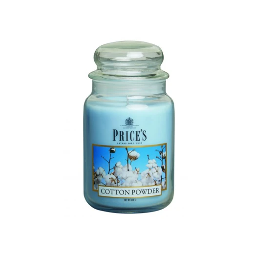Price's Large Scented Candle Jar With Lid, Cotton Powder Price's Large Scented Candle Jar With Lid, Cotton Powder