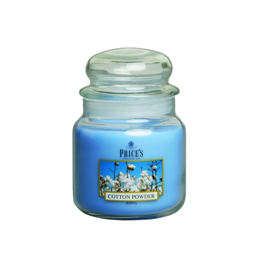 Price's Medium Scented Candle Jar With Lid, Cotton Powder Price's Medium Scented Candle Jar With Lid, Cotton Powder