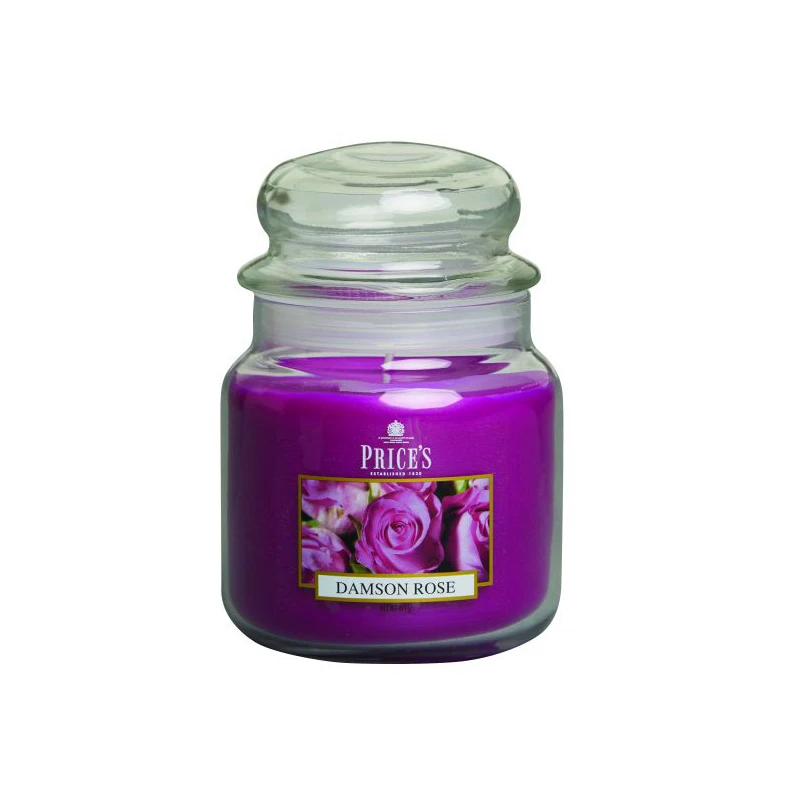 Price's Medium Scented Candle Jar With Lid, Damson Rose - Price's