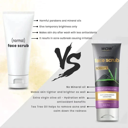 Wow Skin Science Activated Charcoal Face Scrub, 100ml - Wow Skin Science - Image 2
