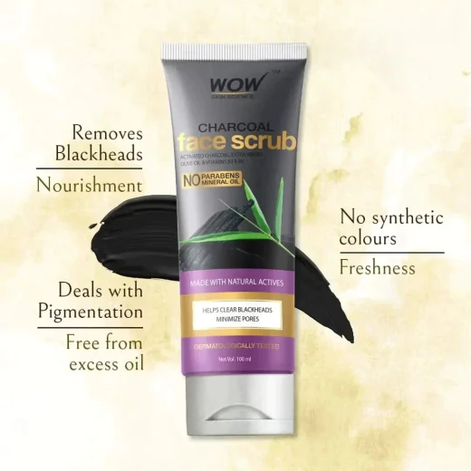 Wow Skin Science Activated Charcoal Face Scrub, 100ml - Wow Skin Science - Image 4