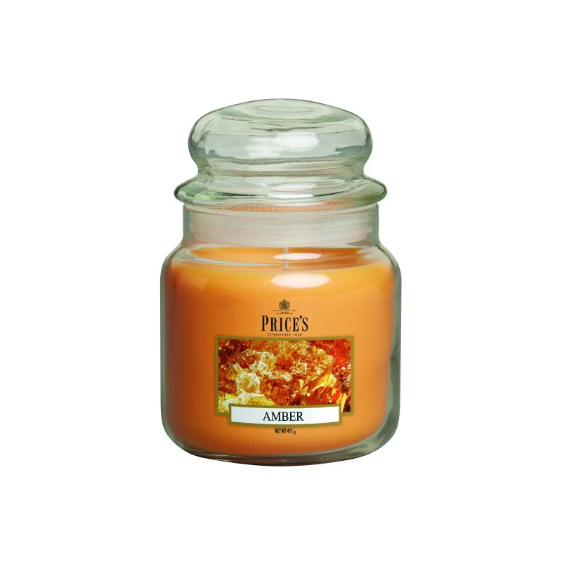 Price's Medium Scented Candle Jar With Lid, Amber - Price's