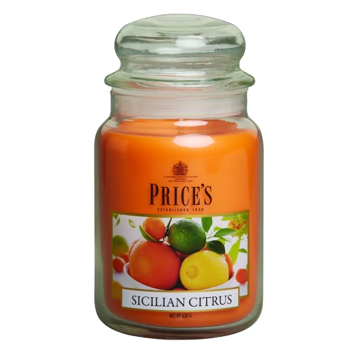 Price's Large Scented Candle Jar with Lid, Sicilian Citrus Price's Large Scented Candle Jar with Lid, Sicilian Citrus