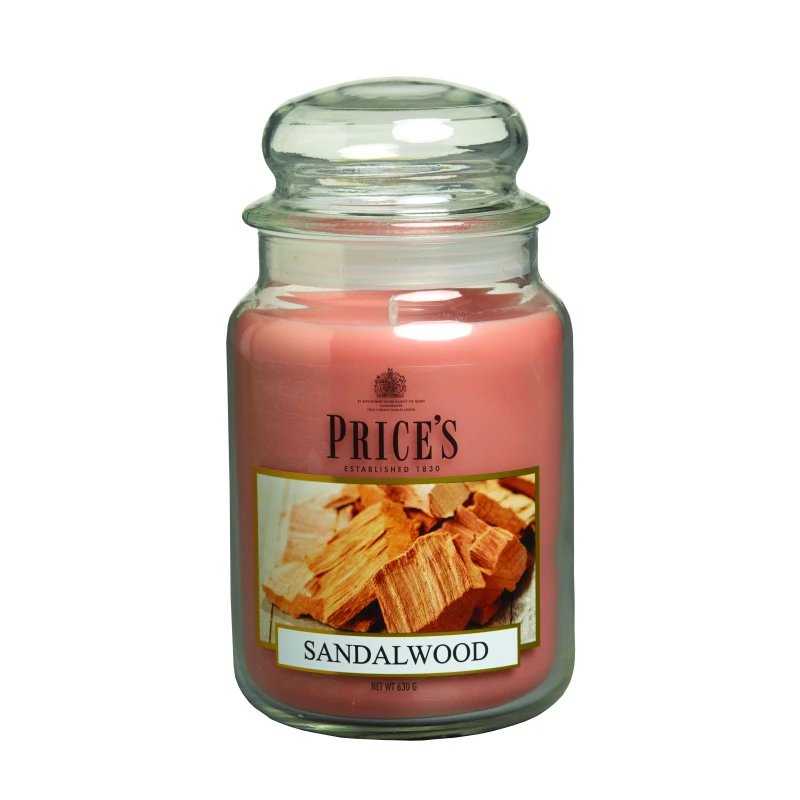 Price's Large Scented Candle Jar with Lid, Sandalwood - Price's