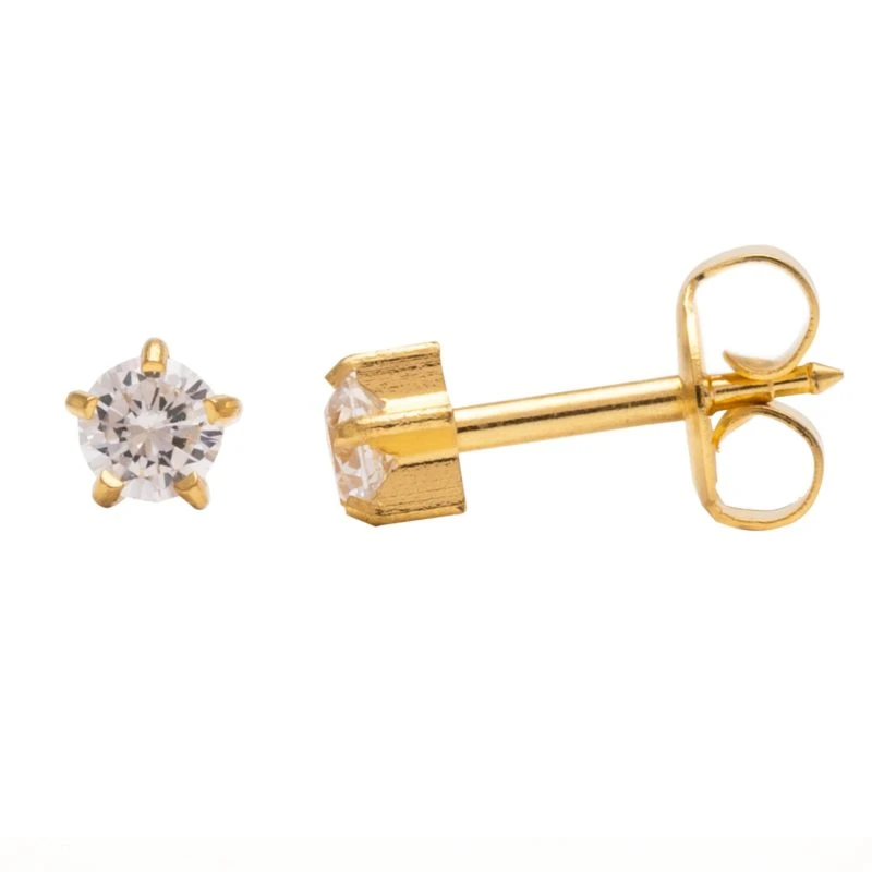 Studex Gold Plated Regular Cubic Zirconia Sterilized Ear Studs - Studex