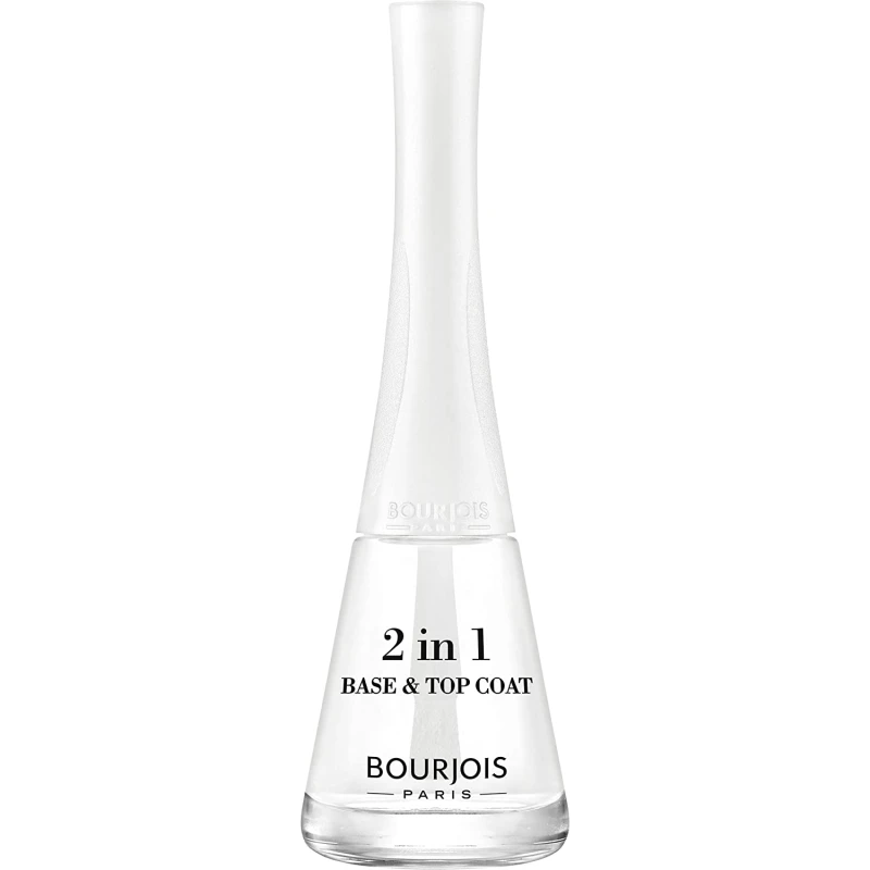 Bourjois 2 in 1 Base and Top Coat Nail Polish 9ml Strengthens Nails Long Lasting Manicure Essential - Bourjois