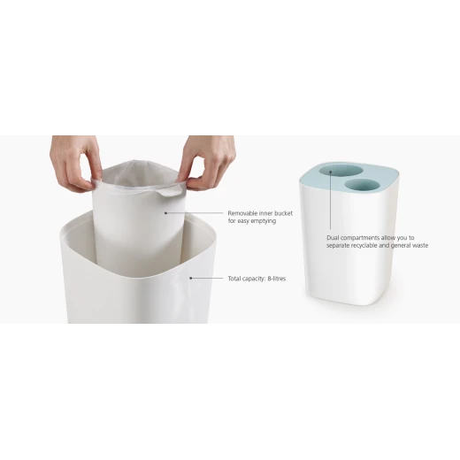Joseph Joseph Split Bathroom Waste Seperation Bin - Grey - Joseph Joseph - Image 3