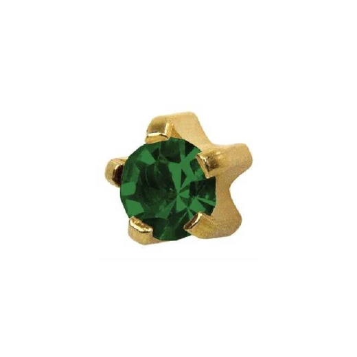 Studex Gold Plated Heartlite May Emerald, 3 Mm For Kids