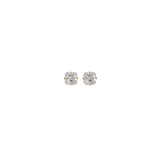 Studex Cubic Zirconia Princess Cut 24K, Pure Gold Plated Ear Studs Ideal, For Every Day Wear, 7 Mm