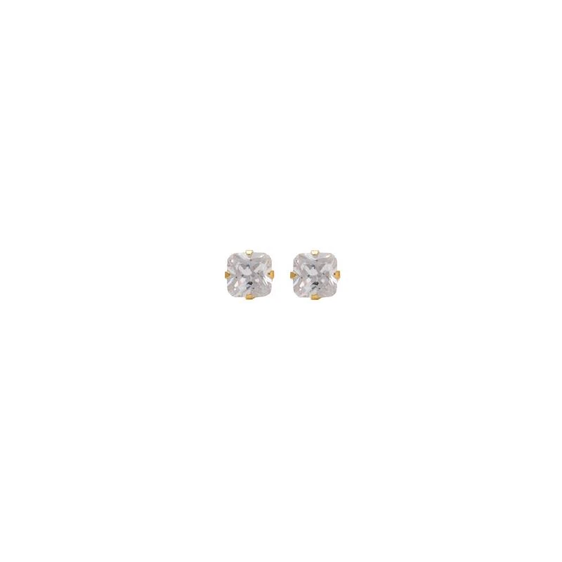 Studex Cubic Zirconia Princess Cut 24K, Pure Gold Plated Ear Studs Ideal, For Every Day Wear, 7 Mm - Studex