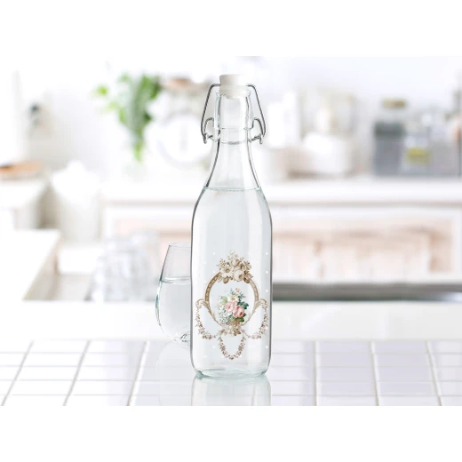 Madame Coco Rosa Glass Water Bottle, 1 Liter Madame Coco Rosa Glass Water Bottle, 1 Liter
