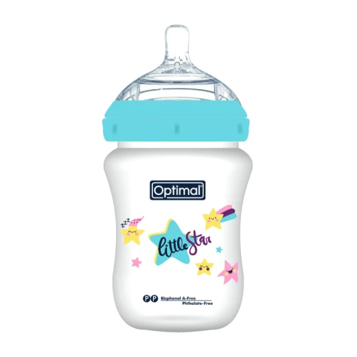 Optimal Extra Wide Neck Feeding Bottles, Double Anti, 300ml, 0+, Assorted Color, 1 Pieces - Optimal - Image 2