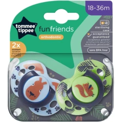 Tommee Tippee Fun Friends Soothers, Symmetrical Orthodontic Design, 18-36 Months