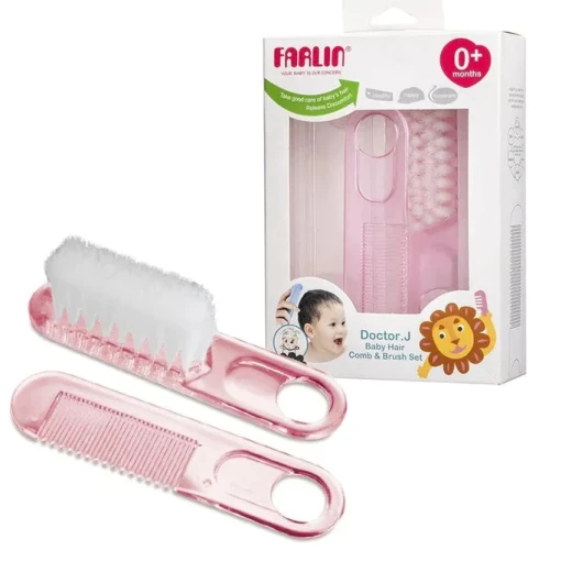 Farlin - Baby Comb & Brush Set, Pink Farlin - Baby Comb & Brush Set, Pink