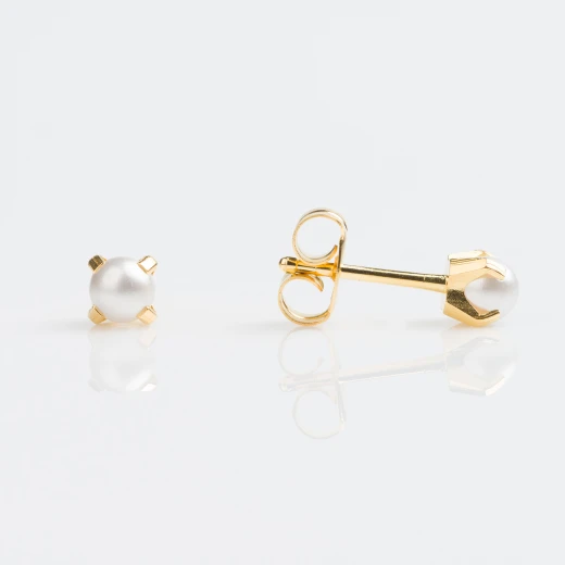 Studex Studex Tiny Tips Gold Plated Pearl Tiff White Pearl Stud Earrings, 4mm