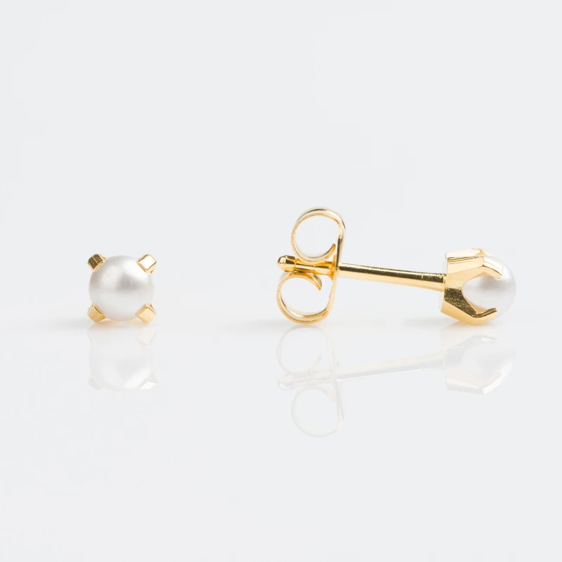 Studex Studex Tiny Tips Gold Plated Pearl Tiff White Pearl Stud Earrings, 4mm - Studex