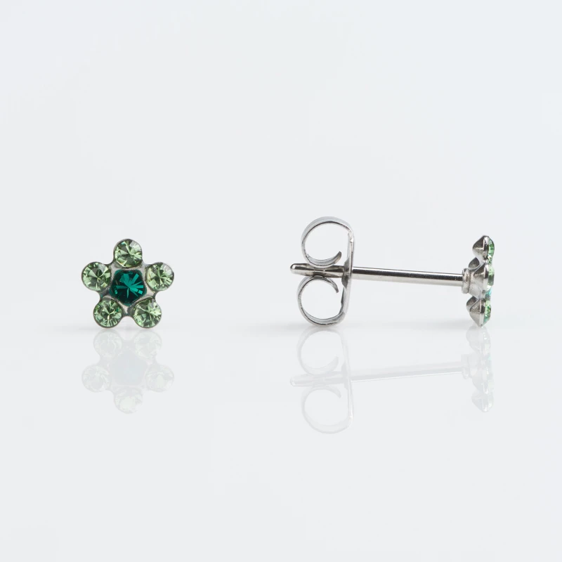Studex Tiny Tips Stainless Daisy August Peridot May Emerald Stud Earring, 5mm - Studex