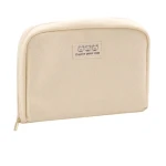 Beige Makeup Brush Case Organizer Large Capacity Cosmetic Bag for Travel and Home Storage
