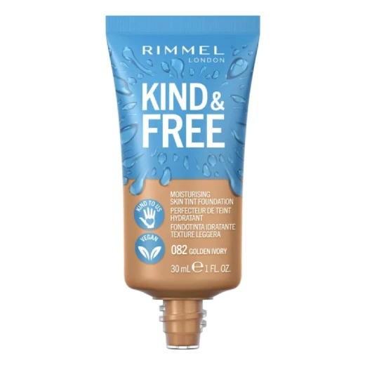 Rimmel London Kind & Free Rose Ivory Skin Tint Foundation 30ml Natural Glow Makeup for Hydrated Complexion