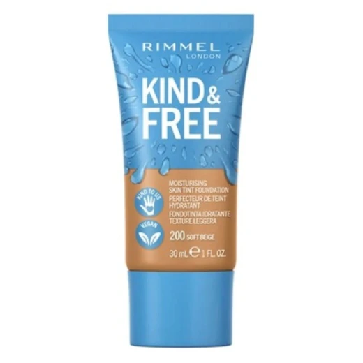 Rimmel London Kind & Free Moisturizing Foundation Soft Beige 200 30ml Natural Radiant Coverage Makeup