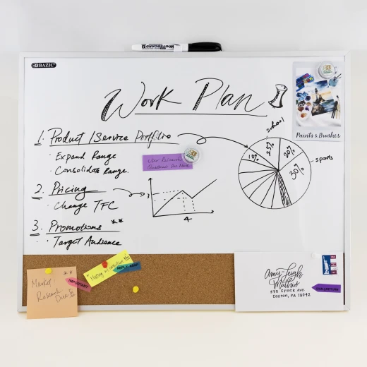 Bazic Metallique Aluminum Framed Magnetic Dry Erase/cork Combo Board 16″ X 20″ - Bazic - Image 3
