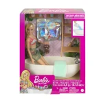 Mattel Barbie Doll & Bathtub Playset with Confetti Soap & Accessories for Kids, Blonde Hair - Barbie