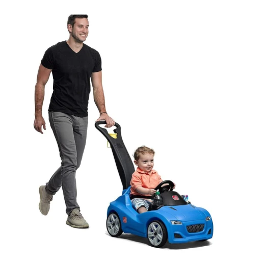 Step2 Whisper Ride Cruiser Kids Push Car, Ride On Toy, Stroller Substitute, Includes Seat Belt & Horn, Made of Durable Plastic, Max Weight 50 lbs., For Toddlers 1.5-4 Years Old, Blue - Step2 - Image 3