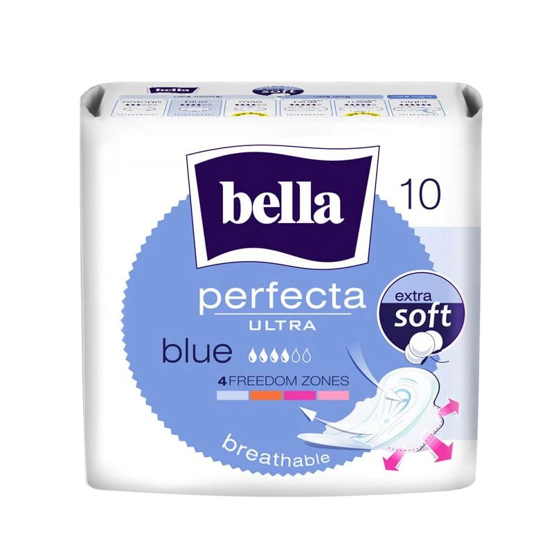 Bella Perfecta Ultra Blue Extra Soft, With Wings, 10 Pieces - Bella