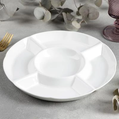 Wilmax  Divided Round Dish - White 25.5cm - Willmax - Image 3
