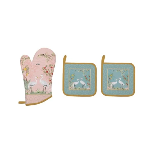Easy Life Jarden De Reves Set of Oven Glove & 2 Potholders - Multicolored Easy Life Jarden De Reves Set of Oven Glove & 2 Potholders - Multicolored