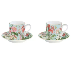 Easy Life Botanic Garden Cups & Saucers Set in Box -  75ml   Multicolored 4-Piece