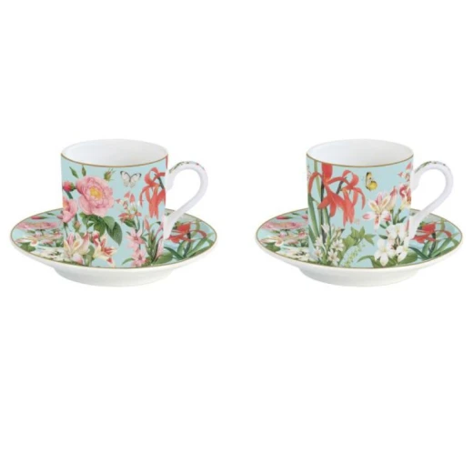 Easy Life Botanic Garden Cups & Saucers Set in Box -  75ml   Multicolored 4-Piece - Easy Life - Image 2